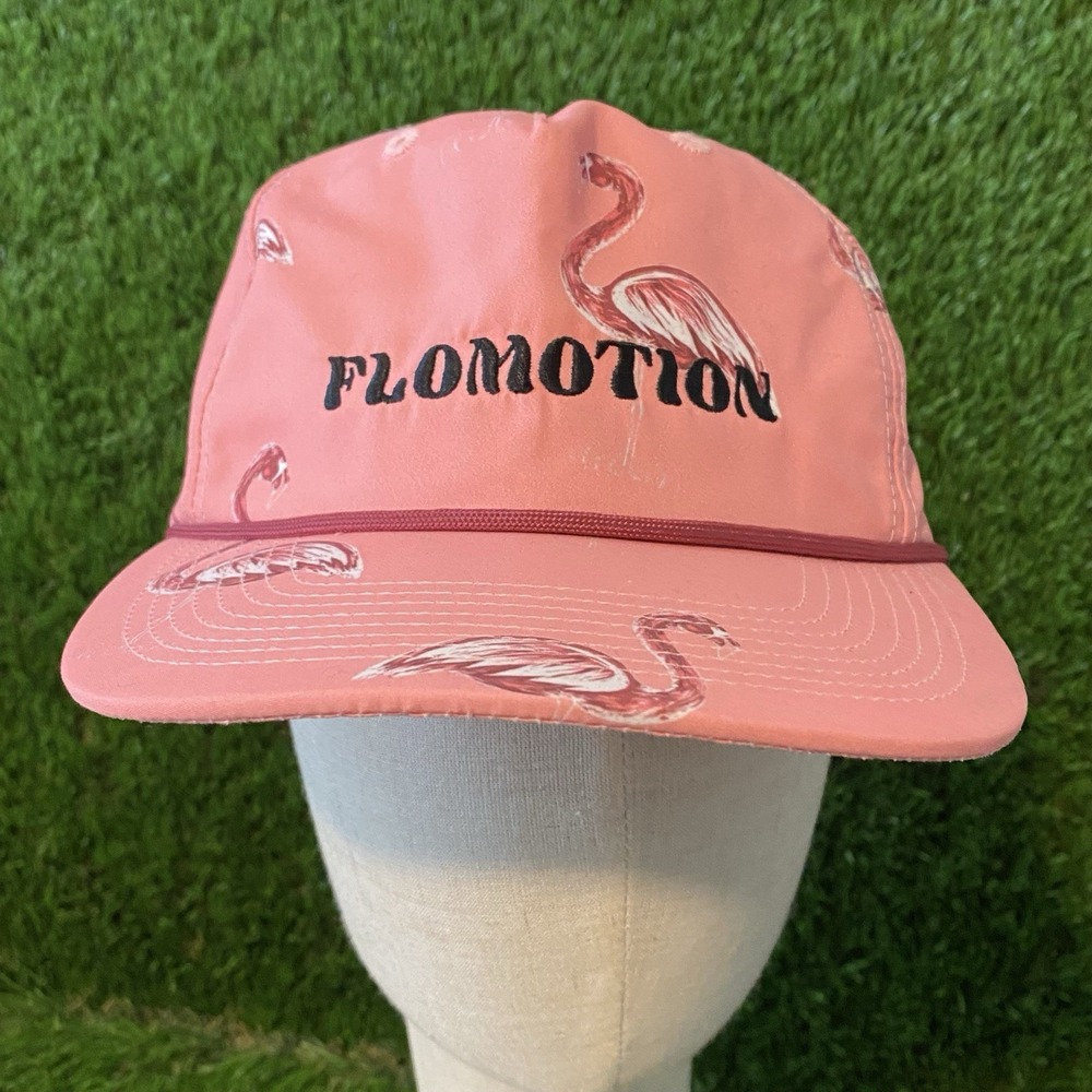 Flomotion Pink Flamingo Snapback Hat Performance Golf Beach Graphic Florida